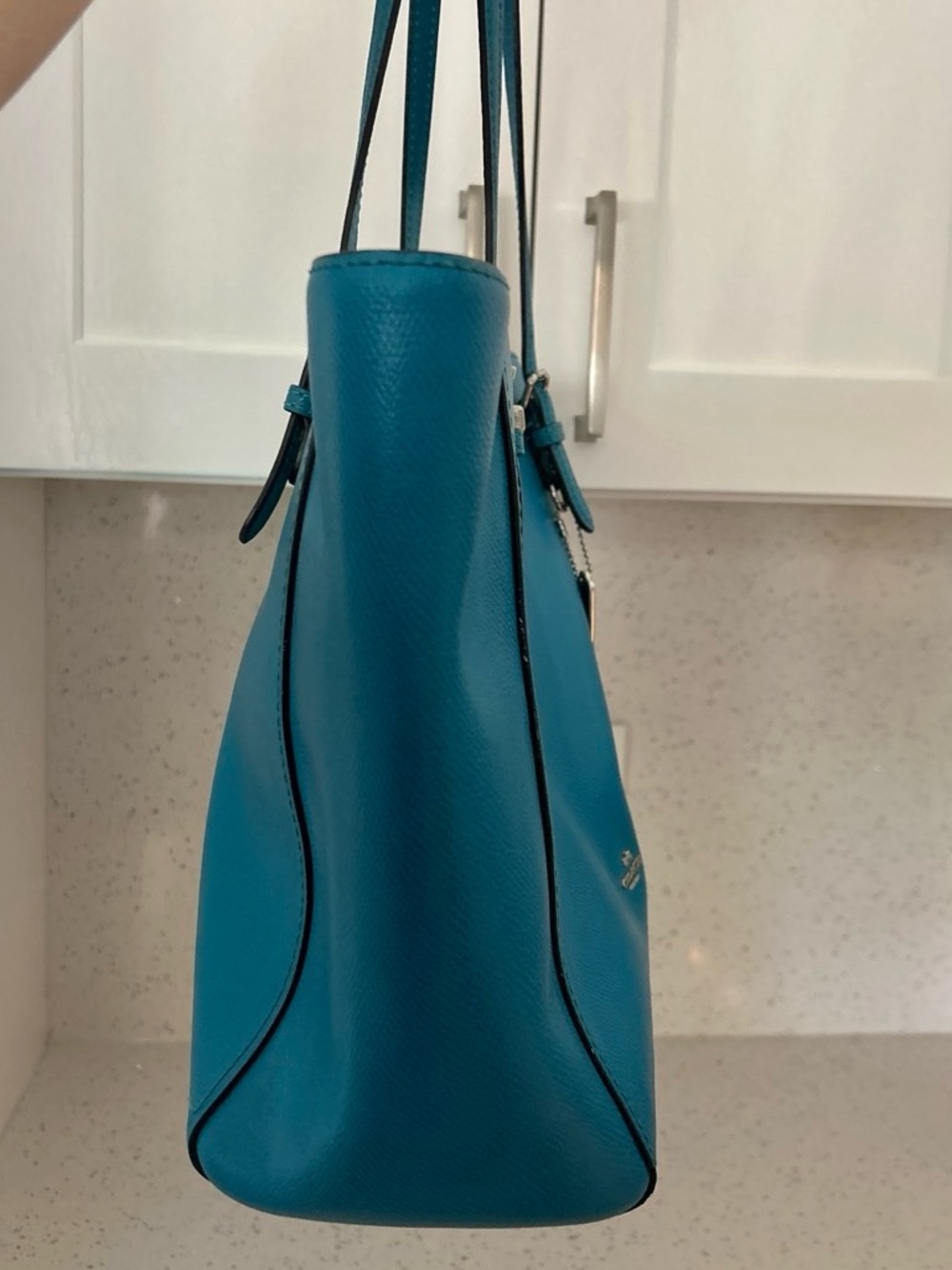 Coach Teal Leather Tote Bag - Picture 6 of 9